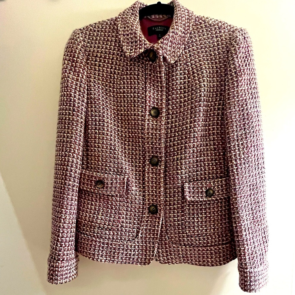 Size 10 Pink, Grey, and White Tweed Talbots Blazer